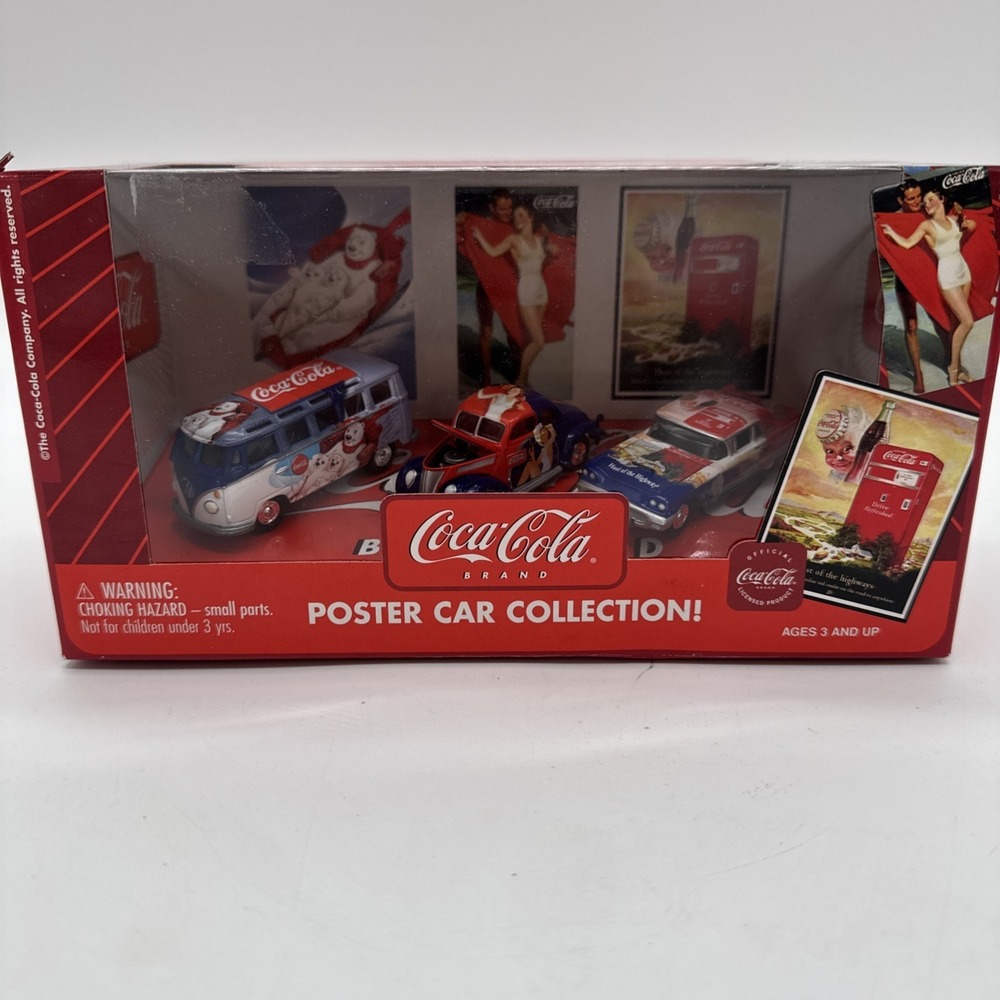 Johnny Lightning 1:64 Coca Cola Set of 3 Poster Car Collection Volkswagen Ford